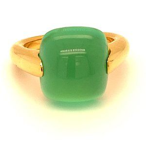 Green Cats Eye Calcite 14.00ct Solid 18K AU Ring
